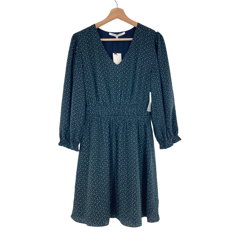 Collective Concepts Mini Flower Print Smocked Cinched Waist Long Sleeve